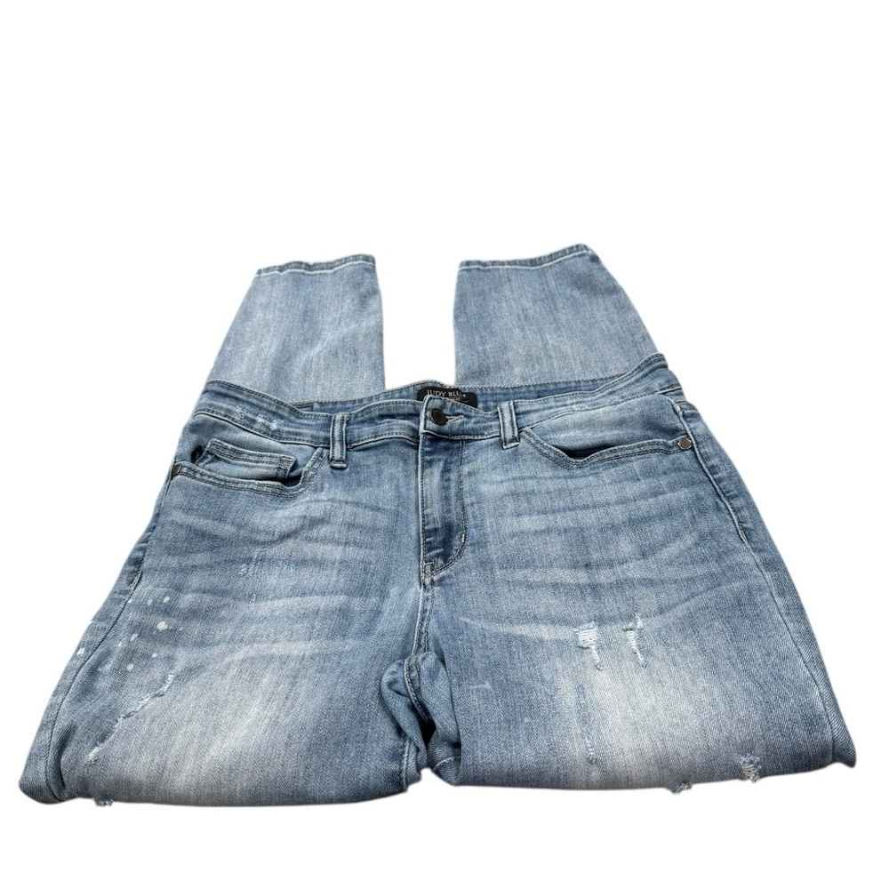 Judy Blue Light Wash Destroyed Distressed Denim High Rise Jeans Size 13/31